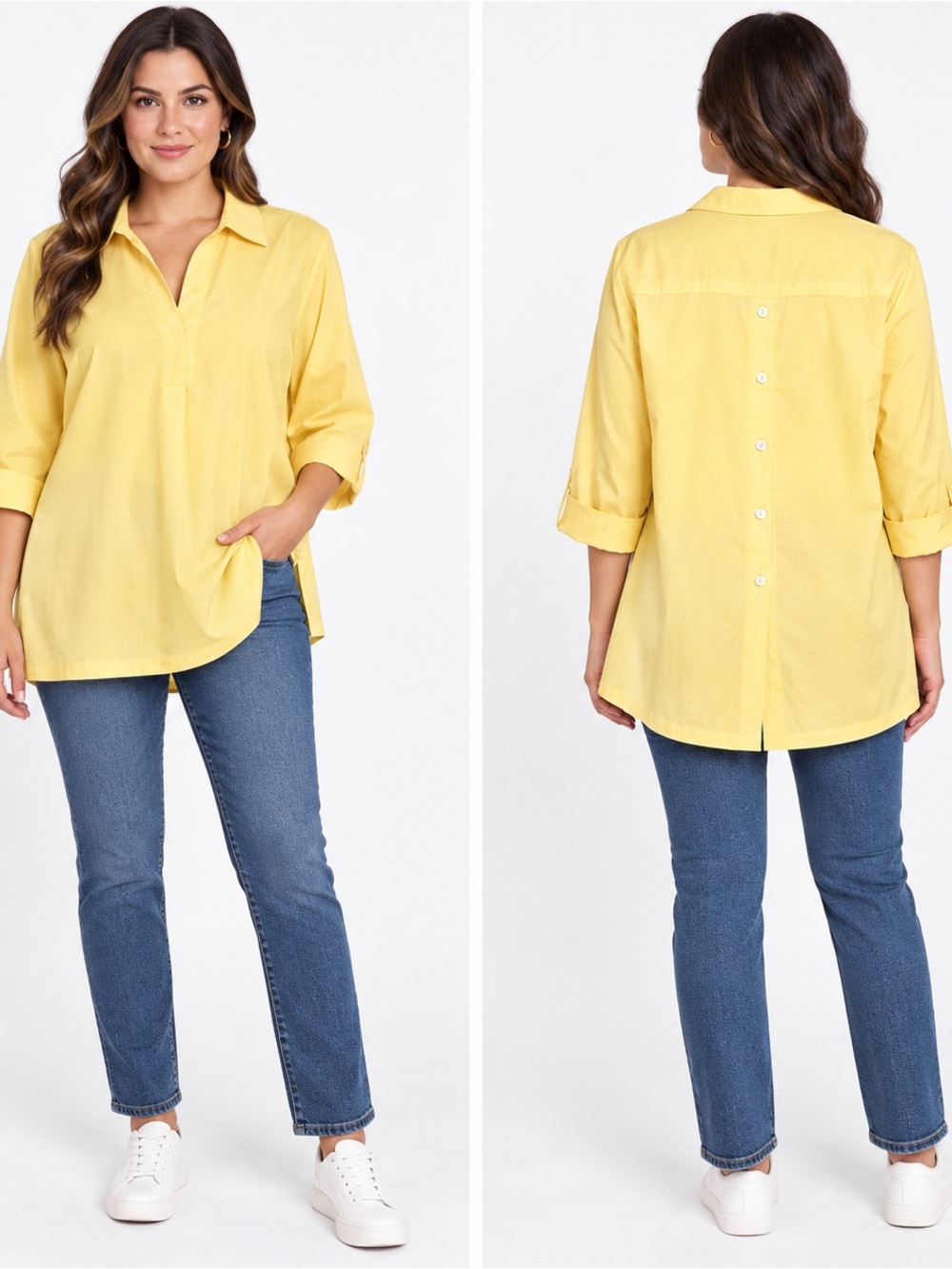 Zac & Rachel Sunny Yellow Button-Back Tunic
